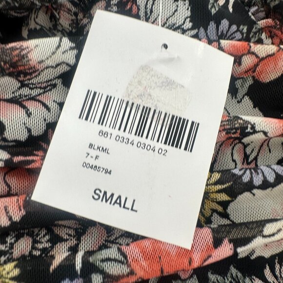 NEW! Forever 21 Ruched  Cropped Top Long Sleeve Puffy Sleeves Small Floral Black - Picture 3 of 14